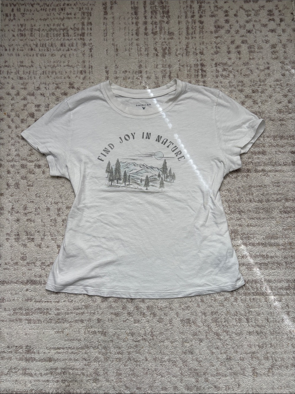 American Eagle Outfitters White Graphic Tee with Nature Print